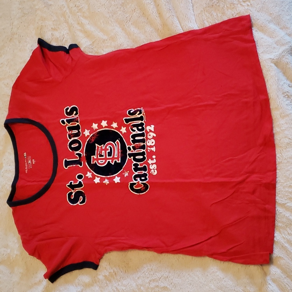 St. Louis Cardinals Womens T shirt Flocked Distressed vintage look